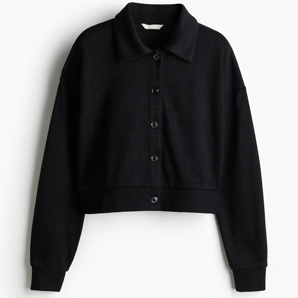 H&M Black Cardigan with Collar/NWT/XL
